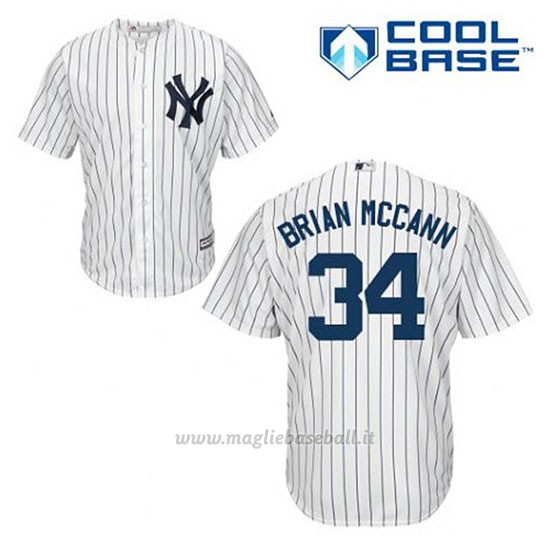 Maglia Baseball Uomo New York Yankees Brian Mccann 34 Bianco 1ªCool Base